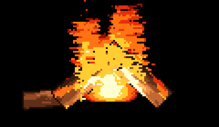 Roaring campfire with wood logs and glowing ember bed
